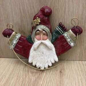 Kurt Adler RARE Christmas Santa Ornament Wall Hanging Decor Whimsical 7x5.5 in